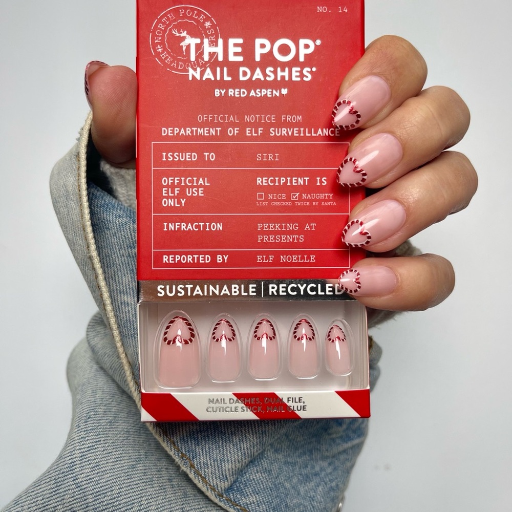 Red Aspen The Pop Nail Dashes - Red and Cream Press-On Nails